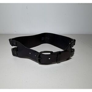 GAP Women's XS Black Leather Waist Belt Double Strap Silver Buckle  Grunge